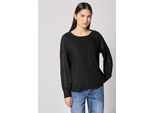 Langarmbluse STREET ONE STUDIO, Damen, Gr. 34, schwarz, Stoff, 100% Viskose, unifarben, normal normal, Rundhals, Bündchen, Blusen, aus softer Viskose
