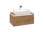 Villeroy und Boch Legato Waschtischunterschrank B753L0RH 80x38x50cm, Waschtisch mittig, mit LED-Beleuchtung, Kansas Oak