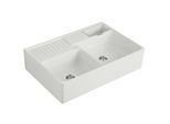 Villeroy und Boch Spülstein Doppelbecken 632392SM Ablaufgarnitur, Exzenterbetätigung, Resteschale, Steam