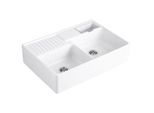 Villeroy und Boch Spülstein Doppelbecken 632392KG Ablaufgarnitur, Exzenterbetätigung, Resteschale, Snow White