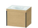 Duravit XViu Waschtisch-Unterschrank XV4609NB230C 60x48cm, 1 Auszug, ohne Hahnloch, schwarz matt, Rahmen C, Eiche natur