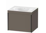 Duravit XViu Waschtisch-Unterschrank XV4609NB290C 60x48cm, 1 Auszug, ohne Hahnloch, schwarz matt, Rahmen C, flannel grey seidenmatt