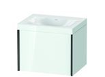 Duravit XViu Waschtisch-Unterschrank XV4609NB285C 60x48cm, 1 Auszug, ohne Hahnloch, schwarz matt, Rahmen C, weiß hochglanz