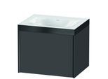 Duravit XViu Waschtisch-Unterschrank XV4609NB249P 60x48cm, 1 Auszug, ohne Hahnloch, schwarz matt, Rahmen P, graphit matt