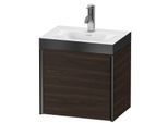 Duravit XViu Waschtisch-Unterschrank XV4630OB269P 45x33,3cm, 1 Tür, links, 1 Hahnloch, schwarz matt, Rahmen P, nussbaum gebürstet