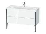 Duravit XViu Waschtisch-Unterschrank XV4712OB285C 120x48cm, 2 Schubkästen, 1 Hahnloch, schwarz matt, Rahmen C, weiß hochglanz