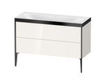 Duravit XViu Waschtisch-Unterschrank XV4712NB222P 120x48cm, 2 Schubkästen, ohne Hahnloch, schwarz matt, Rahmen P, weiß hochglanz
