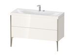 Duravit XViu Waschtisch-Unterschrank XV4712EB122C 120x48cm, 2 Schubkästen, 2 Hahnlöcher, champagner matt, Rahmen C, weiß hochglanz
