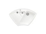 Villeroy und Boch Arena Eck Eckspüle 672902RW Ablaufgarnitur, Exzenterbetätigung, Resteschale, Stone White