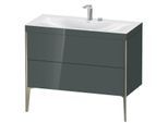 Duravit XViu Waschtisch-Unterschrank XV4711EB138C 100x48cm, 2 Auszüge, 2 Hahnlöcher, champagner matt, Rahmen C, dolomiti grey hochglanz