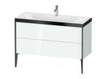 Duravit XViu Waschtisch-Unterschrank XV4712OB285P 120x48cm, 2 Schubkästen, 1 Hahnloch, schwarz matt, Rahmen P, weiß hochglanz