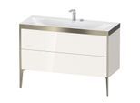 Duravit XViu Waschtisch-Unterschrank XV4712EB122P 120x48cm, 2 Schubkästen, 2 Hahnlöcher, champagner matt, Rahmen P, weiß hochglanz