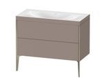 Duravit XViu Waschtisch-Unterschrank XV4711NB143C 100x48cm, 2 Auszüge, ohne Hahnloch, champagner matt, Rahmen C, basalt matt