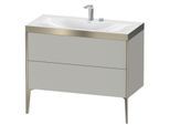 Duravit XViu Waschtisch-Unterschrank XV4711EB107P 100x48cm, 2 Auszüge, 2 Hahnlöcher, champagner matt, Rahmen P, betongrau matt