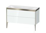 Duravit XViu Waschtisch-Unterschrank XV4712NB185P 120x48cm, 2 Schubkästen, ohne Hahnloch, champagner matt, Rahmen P, weiß hochglanz