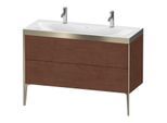 Duravit XViu Waschtisch-Unterschrank XV4713OB113P 120x48cm, 2 Auszüge, ohne Hahnloch, champagner matt, Rahmen P, amerikanischer nussbaum