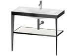 Duravit XViu Möbelwaschtisch-Kombination XV4716OB285 100 x 48 cm, 1 Hahnloch, weiß hochglanz, mit Metallkonsole, schwarz matt