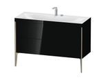 Duravit XViu Waschtisch-Unterschrank XV4712EB140C 120x48cm, 2 Schubkästen, 2 Hahnlöcher, champagner matt, Rahmen C, schwarz hochglanz