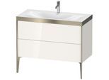 Duravit XViu Waschtisch-Unterschrank XV4711OB122P 100x48cm, 2 Auszüge, 1 Hahnloch, champagner matt, Rahmen P, weiß hochglanz