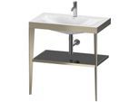 Duravit XViu Möbelwaschtisch-Kombination XV4715OB140 80 x 48 cm, 1 Hahnloch, schwarz hochglanz, mit Metallkonsole, champagner matt