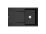 Villeroy und Boch Flächenbündige Spüle 33341FS5 mit Ablaufgarnitur und Handbetätigung, Ebony