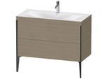 Duravit XViu Waschtisch-Unterschrank XV4711OB235C 100x48cm, 2 Auszüge, 1 Hahnloch, schwarz matt, Rahmen C, Eiche terra