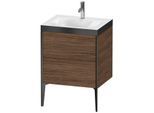 Duravit XViu Waschtisch-Unterschrank XV4709OB221P 60x48cm, 2 Auszüge, 1 Hahnloch, schwarz matt, Rahmen P, nussbaum dunkel