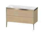 Duravit XViu Waschtisch-Unterschrank XV4712NB171P 120x48cm, 2 Schubkästen, ohne Hahnloch, champagner matt, Rahmen P, mediterrane eiche