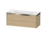 Duravit XViu Waschtisch-Unterschrank XV4617NB171P 120x48cm, 2 Schubkästen, ohne Hahnloch, champagner matt, Rahmen P, mediterrane eiche