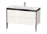 Duravit XViu Waschtisch-Unterschrank XV4712OB222P 120x48cm, 2 Schubkästen, 1 Hahnloch, schwarz matt, Rahmen P, weiß hochglanz