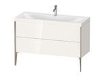 Duravit XViu Waschtisch-Unterschrank XV4712OB122C 120x48cm, 2 Schubkästen, 1 Hahnloch, champagner matt, Rahmen C, weiß hochglanz