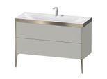 Duravit XViu Waschtisch-Unterschrank XV4712OB135C 120x48cm, 2 Schubkästen, 1 Hahnloch, champagner matt, Rahmen C, Eiche terra