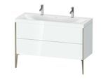 Duravit XViu Waschtisch-Unterschrank XV4713OB185C 120x48cm, 2 Auszüge, ohne Hahnloch, champagner matt, Rahmen C, weiß hochglanz