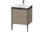 Duravit XViu Waschtisch-Unterschrank XV4709OB211P 60x48cm, 2 Auszüge, 1 Hahnloch, schwarz matt, Rahmen P, eiche kaschmir
