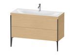 Duravit XViu Waschtisch-Unterschrank XV4712OB230C 120x48cm, 2 Schubkästen, 1 Hahnloch, schwarz matt, Rahmen C, Eiche natur