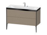 Duravit XViu Waschtisch-Unterschrank XV4712EB211P 120x48cm, 2 Schubkästen, 2 Hahnlöcher, schwarz matt, Rahmen P, eiche kaschmir