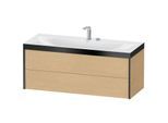 Duravit XViu Waschtisch-Unterschrank XV4617EB230P 120x48cm, 2 Schubkästen, 2 Hahnlöcher, schwarz matt, Rahmen P, Eiche natur