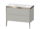 Duravit XViu Waschtisch-Unterschrank XV4711NB107P 100x48cm, 2 Auszüge, ohne Hahnloch, champagner matt, Rahmen P, betongrau matt