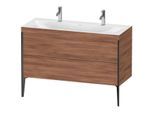 Duravit XViu Waschtisch-Unterschrank XV4713OB279C 120x48cm, 2 Auszüge, ohne Hahnloch, schwarz matt, Rahmen C, nussbaum natur