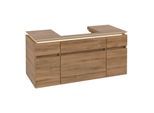 Villeroy und Boch Legato Waschtischunterschrank B683L0RH 120x55x50cm, Waschtisch mittig, mit LED-Beleuchtung, Kansas Oak