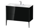 Duravit XViu Waschtisch-Unterschrank XV4711EB240C 100x48cm, 2 Auszüge, 2 Hahnlöcher, schwarz matt, Rahmen C, schwarz hochglanz