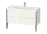Duravit XViu Waschtisch-Unterschrank XV4712OB222C 120x48cm, 2 Schubkästen, 1 Hahnloch, schwarz matt, Rahmen C, weiß hochglanz