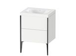 Duravit XViu Waschtisch-Unterschrank XV4709NB218C 60x48cm, 2 Auszüge, ohne Hahnloch, schwarz matt, Rahmen C, weiß matt