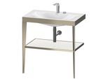 Duravit XViu Möbelwaschtisch-Kombination XV4715EB185 80 x 48 cm, 2 Hahnlöcher, weiß hochglanz, mit Metallkonsole, champagner matt