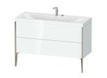 Duravit XViu Waschtisch-Unterschrank XV4712EB185C 120x48cm, 2 Schubkästen, 2 Hahnlöcher, champagner matt, Rahmen C, weiß hochglanz