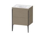Duravit XViu Waschtisch-Unterschrank XV4709NB235C 60x48cm, 2 Auszüge, ohne Hahnloch, schwarz matt, Rahmen C, Eiche terra