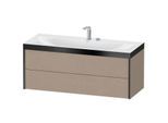 Duravit XViu Waschtisch-Unterschrank XV4617EB275P 120x48cm, 2 Schubkästen, 2 Hahnlöcher, schwarz matt, Rahmen P, leinen