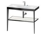 Duravit XViu Möbelwaschtisch-Kombination XV4716EB285 100 x 48 cm, 2 Hahnlöcher, weiß hochglanz, mit Metallkonsole, schwarz matt