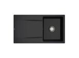 Villeroy und Boch Flächenbündige Spüle 33351FS5 mit Ablaufgarnitur und Handbetätigung, Ebony