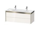 Duravit XViu Waschtisch-Unterschrank XV4618OB122P 120x48cm, 2 Schubkästen, champagner matt, Rahmen P, weiß hochglanz
